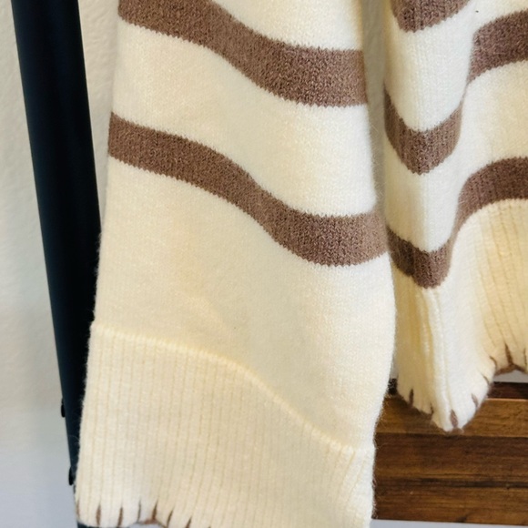 Mocha Stripe Collard Sweater with Stitch Bell Sleeve - Picture 3 of 3